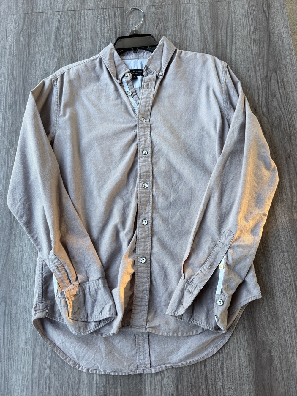 rag & bone New York Mens Taupe Cotton Oxford Button Down Shirt Size Small